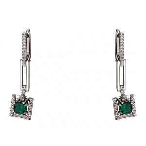 Золотые серьги с бриллиантами  и  фианитом (цирконием куб.) (01-200838317) фотография