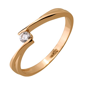 Золота каблучка з діамантом (1к-079) фотографія