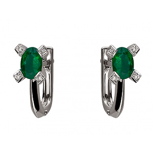 Золоті сережки з берилом і діамантом (01-17837918) фотографія