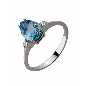 Золотое кольцо с бриллиантами  и  топазом (01-18891918) фотография