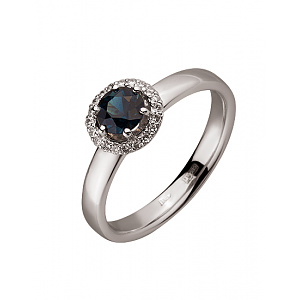 Золота каблучка з діамантами  та  корундом (01-200264718) фотографія