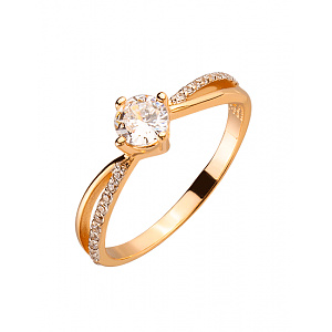 Золотое кольцо с цирконием куб. (01-200295218) фотография