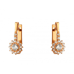 Золотые серьги с цирконием куб. (01-200526618) фотография