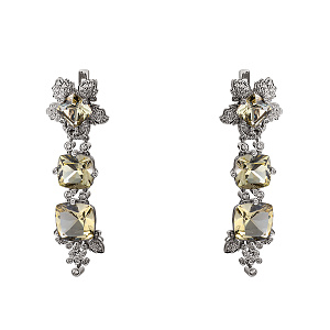 Золотые серьги с бриллиантами  и  цитринами (2б_с-145) фотография