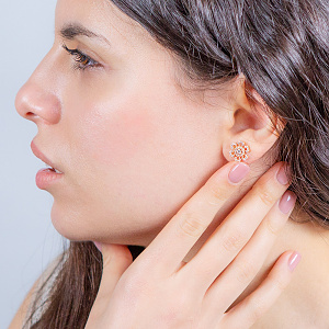 Золоті сережки з фіанітами  та  цирконіями (1б_с-230) фотографія