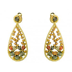 Золотые серьги с бриллиантами (01-19100219) фотография