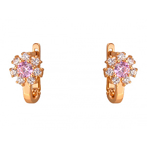 Золотые серьги с цирконием куб. (01-200072419) фотография