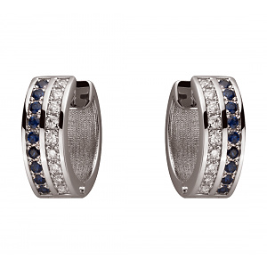 Золотые серьги с бриллиантами  и  сапфирами (2б_с-227) фотография