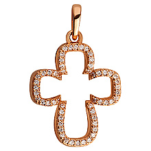 Золотой крестик с камнями Swarovski (1б_п-058)