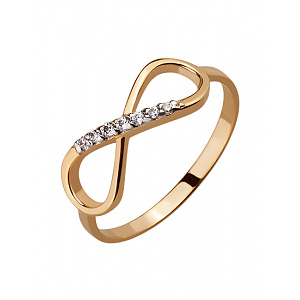 Золотое кольцо с цирконием куб. (01-18385420) фотография