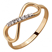 Золотое кольцо с цирконием куб. (01-18385420)