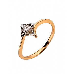 Золотое кольцо с бриллиантом (01-200358720) фотография