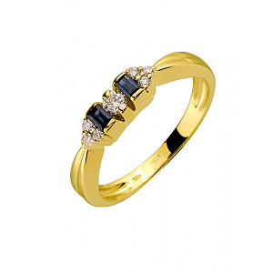 Золота каблучка з діамантами  та  корундами (01-200489320) фотографія