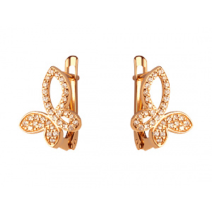 Золоті сережки з фіанітом (цирконієм куб.) (01-200627420) фотографія