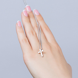 Золотой крестик с бриллиантом (2б_п-054) фотография