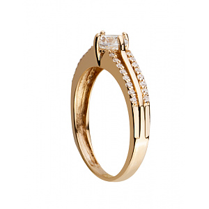 Золотое кольцо с цирконием куб. (01-18995721) фотография