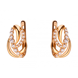 Золоті сережки з цирконієм куб. (01-200092621) фотографія