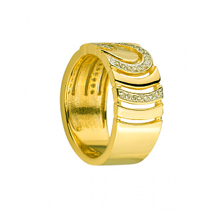 Золотое кольцо с цирконием куб. (01-200283121) фотография