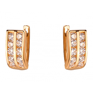 Золотые серьги с цирконием куб. (01-200295221) фотография