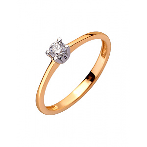 Золотое кольцо с бриллиантом (01-200422721) фотография