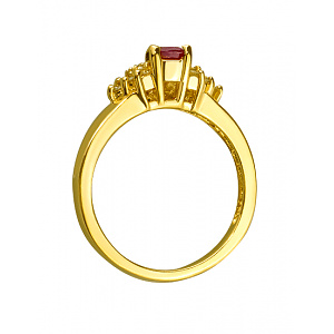 Золотое кольцо с бриллиантами  и  корундом (01-200452921) фотография