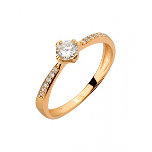 Золотое кольцо с цирконием куб. (01-200526521) фотография