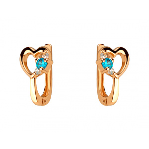 Золотые серьги с фианитом (цирконием куб.) (01-200746021) фотография