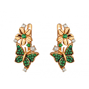 Золоті сережки з фіанітом (цирконієм куб.) (01-200785621) фотографія