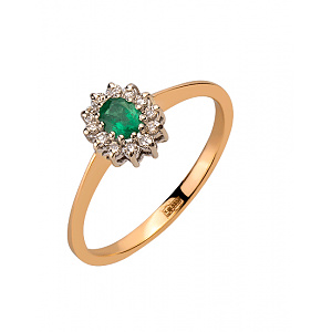 Золота каблучка з берилом  та  діамантами (01-200816021) фотографія