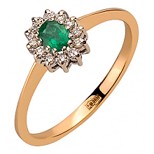 Золота каблучка з берилом  та  діамантами (01-200816021)