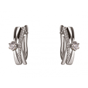 Золотые серьги с фианитом (цирконием куб.) (01-200055222) фотография