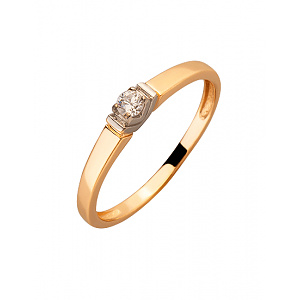 Золотое кольцо с цирконием куб. (01-200130022) фотография