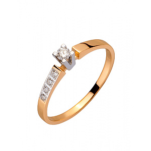 Золота каблучка з діамантами (01-200418422) фотографія