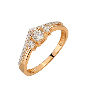 Золотое кольцо с цирконием куб. (01-200575922) фотография