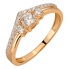 Золотое кольцо с цирконием куб. (01-200575922)