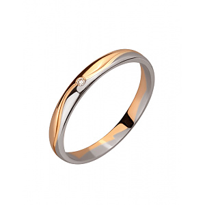 Золота обручка з діамантом (01-200766222) фотографія