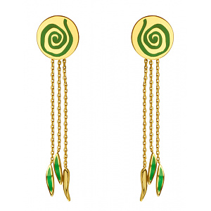 Золоті сережки з емаль (01-200819322) фотографія