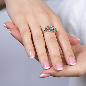 Золотое кольцо с топазами (3б_к-159) фотография