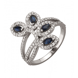 Золота каблучка з діамантами  та  сапфірами (2б_к-208) картинка Золота каблучка з діамантами  та  сапфірами (2б_к-208) фотографія