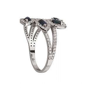 Золота каблучка з діамантами  та  сапфірами (2б_к-208) картинка Золота каблучка з діамантами  та  сапфірами (2б_к-208) фотографія