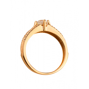 Золотое кольцо с цирконием куб. (01-19076423) фотография