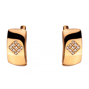 Золотые серьги с цирконием куб. (01-200182723) фотография