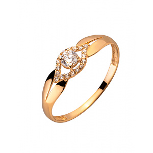 Золотое кольцо с цирконием куб. (01-200250923) фотография