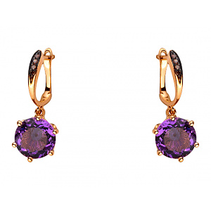 Золотые серьги с аметистами (01-200432923) фотография