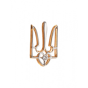 Золота брошка з цирконієм куб. (01-200468523) фотографія