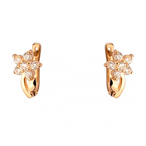 Золотые серьги с цирконием куб. (01-200512323) фотография