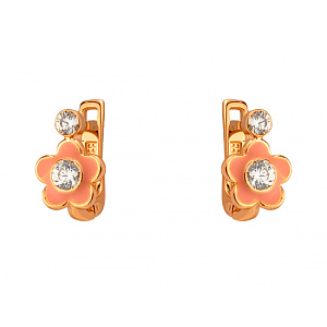 Золотые серьги с цирконием куб.  и  емаль (01-200547223) фотография