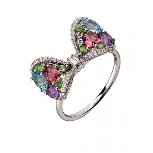 Золотое кольцо с бриллиантами  и  кварцами (01-200563523) картинка Золотое кольцо с бриллиантами  и  кварцами (01-200563523) фотография