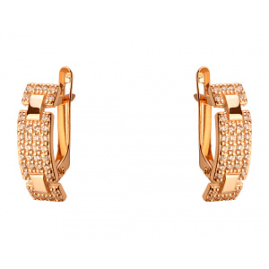 Золоті сережки з цирконієм куб. (01-200566923) фотографія