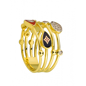 Золотое кольцо с цирконием куб.  и  емаль (01-200575923) фотография